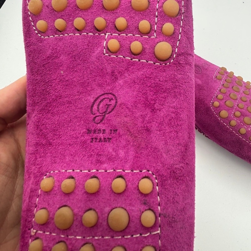 M.Gemi Felize Loafers Sz 38 Magenta Suede Driving Moccasins Italian Quiet Luxury - Picture 6 of 9